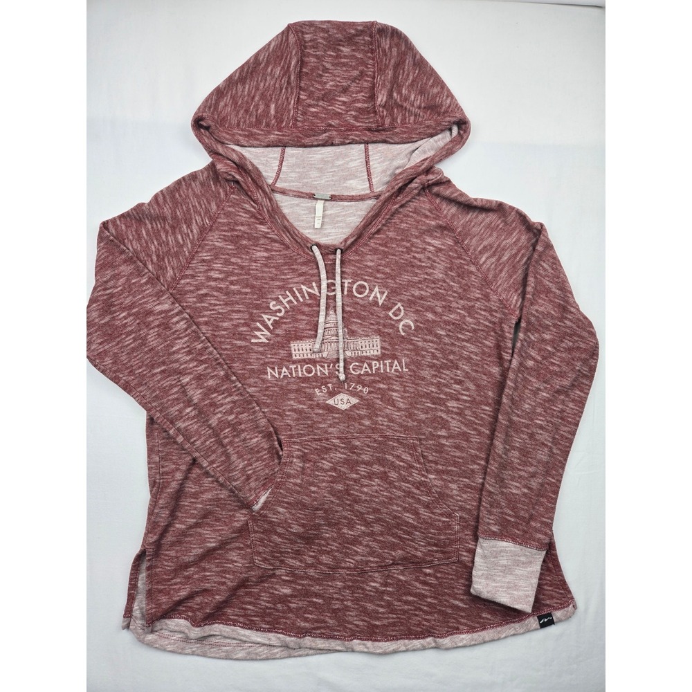 Techstyles‎ Washington DC Nation Capital Graphic Hoodie Maroon Heathered Size LG